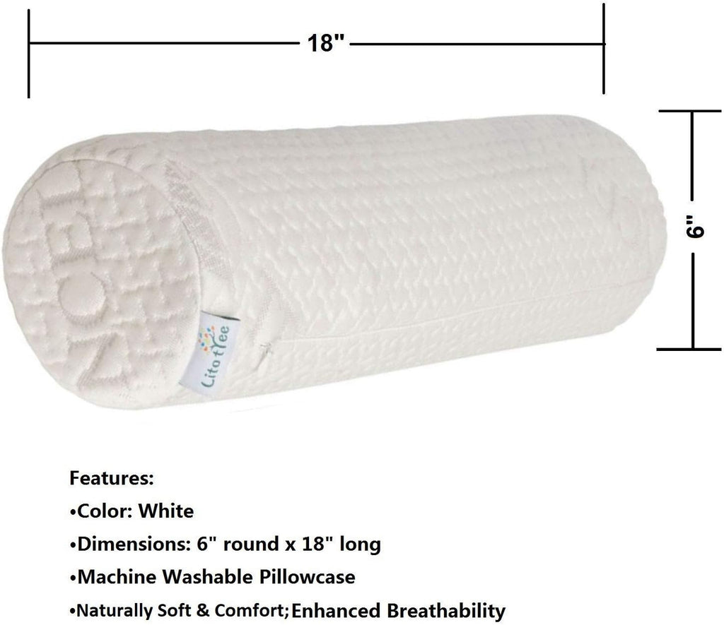 Pillowcase Ultra-Soft Cover for Neck Roll and Cervical Bolster Round Pillow of LitoTree (18x6 inch Pillowcase White) (Pillow case only…