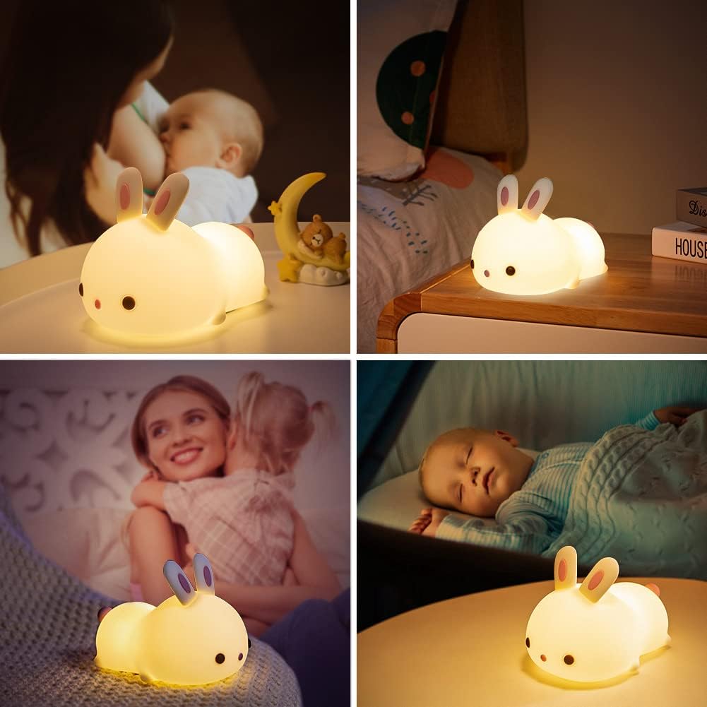 One Fire Bunny Squishy Gifts for Kids Night Light with Remote, 16 Colors+5 Brightness Cute Lamp, Fidget Bunny Stuff/Toys for Baby Toddler…