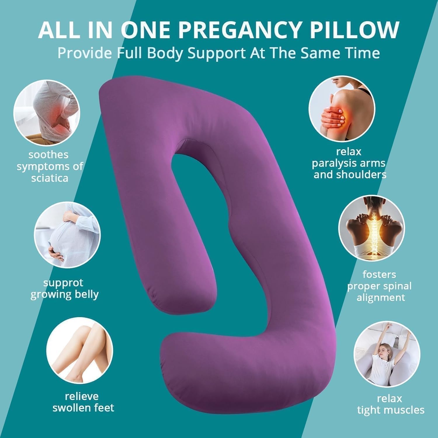 Sasttie Pregnancy Pillows for Sleeping, Jumbo U Shaped Cooling Full Body Pillow with Removable Cover, Pregnant Women Must Haves, Maternity…