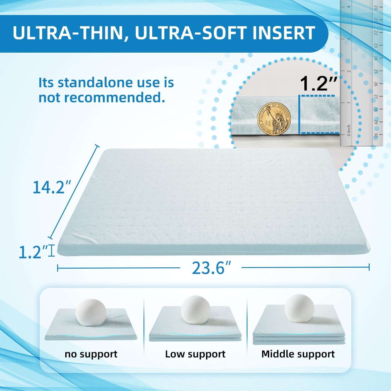 Adjustable Memory Foam Pillow's One Layer - 1 Height 1.2'' Insert for Cervical Pillow to Raise Height, CertiPUR-US Memory Foam Piece…