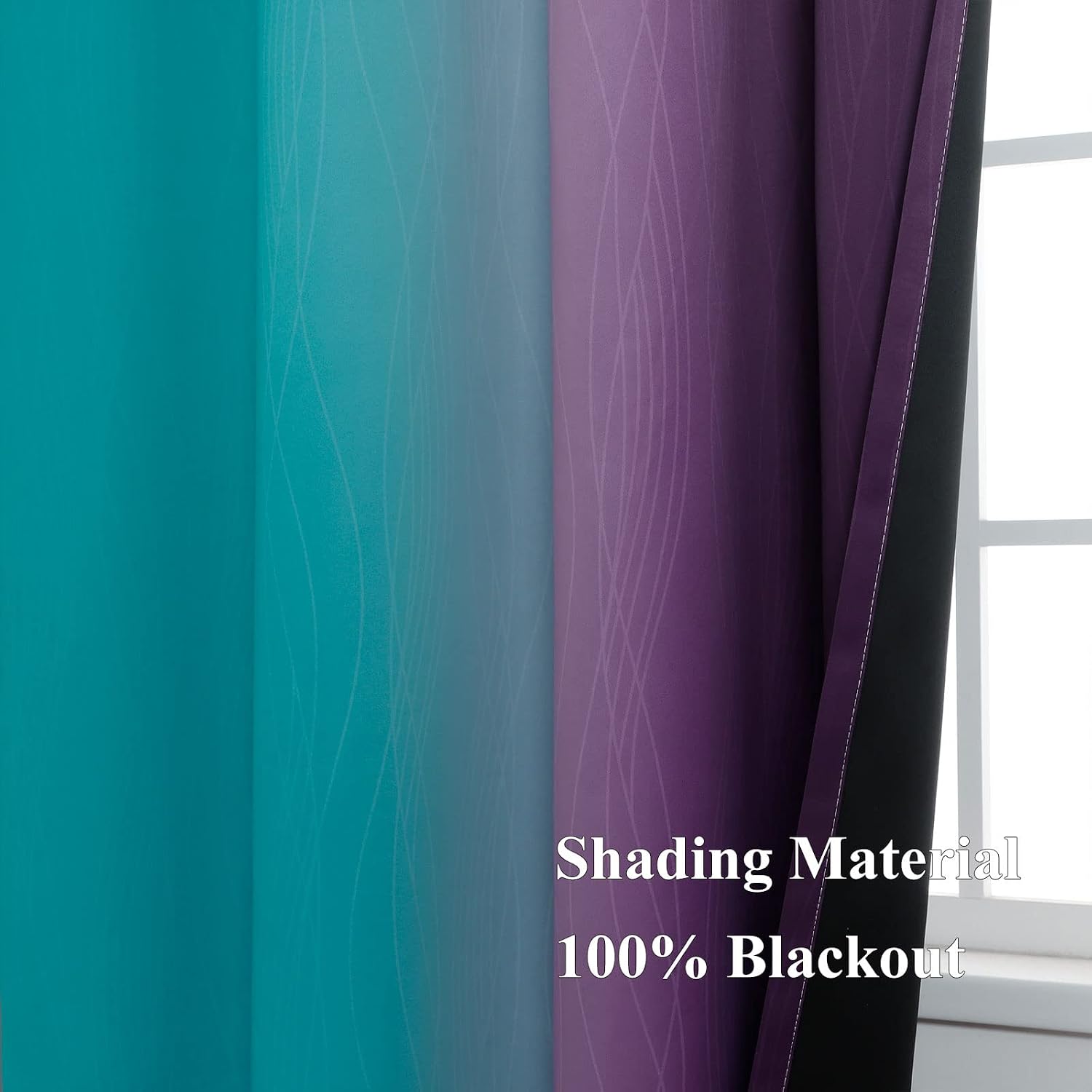 Estelartextiler Estelar Textiler Ombre Teal and Purple Blackout Curtains 2 Panels, Grommet Thermal Insulated Gradient Drapes for Kids Room…