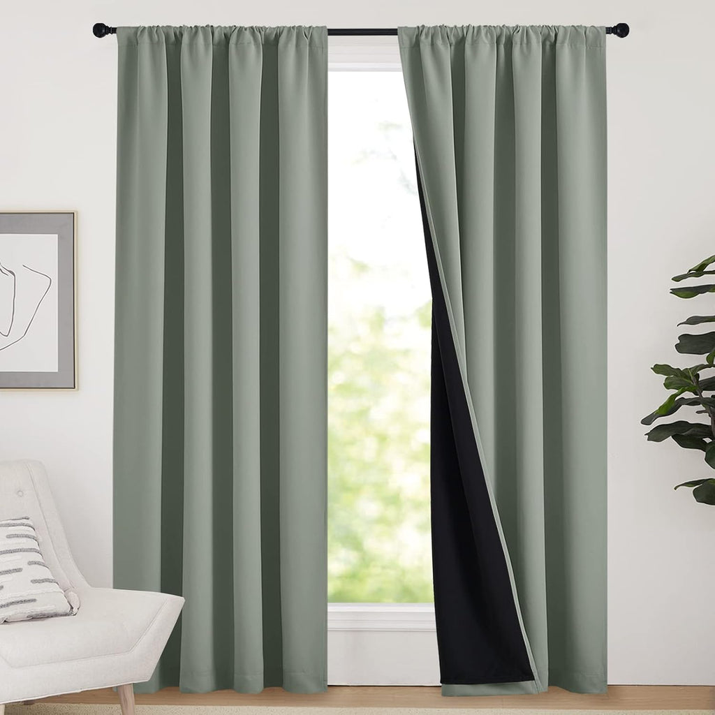Nicetown 100% Blackout Curtains 84 inches Long, Thermal Insulated & Noise Blocking Out Drapes for Baby Room Window, Guest Room Lined Window…