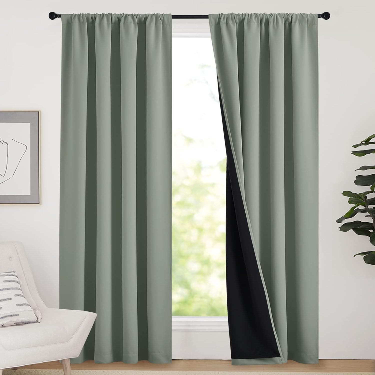 Nicetown 100% Blackout Curtains 84 inches Long, Thermal Insulated & Noise Blocking Out Drapes for Baby Room Window, Guest Room Lined Window…
