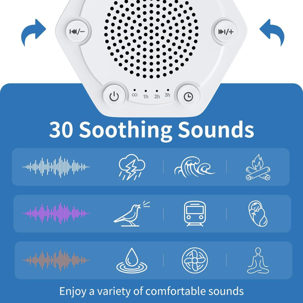 WowSleep White Noise Sound Machines with High Fidelity 30 Unique Non-Looping Soothing Sounds 12 Colors Night Light 4 Timers 10-Level Bright…