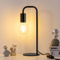 Industrial Table Lamp for Bedroom, Small Table Lamps for Bedside with Wire Switch, E26 Socket Base, Modern Nightstand Lamp for Living…
