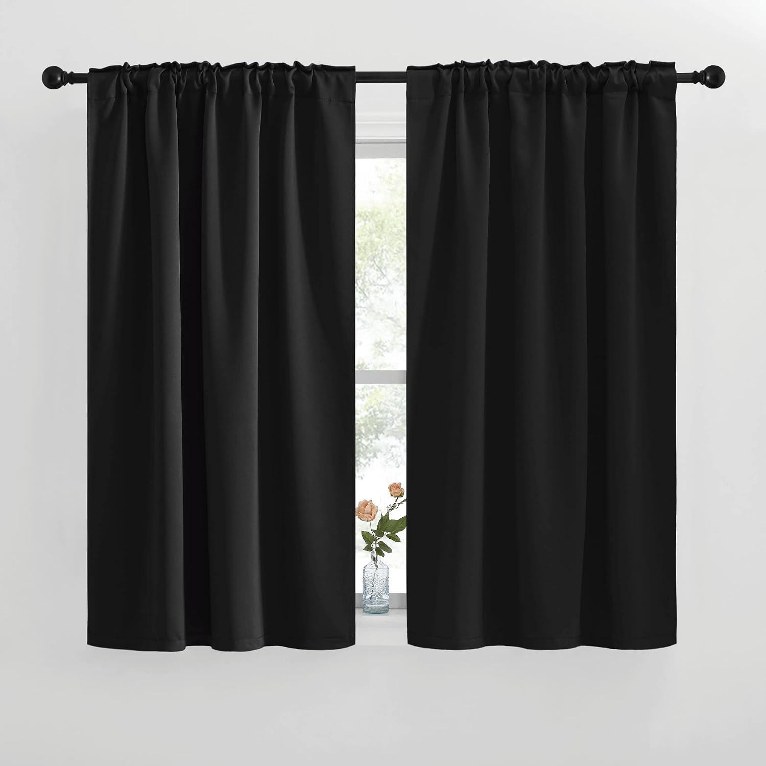 NICETOWN Halloween Blackout Curtains Window Panel Drapes - (Black Color) W42 x L50, Double Panels, Home Decoration Light Blocking Thermal…