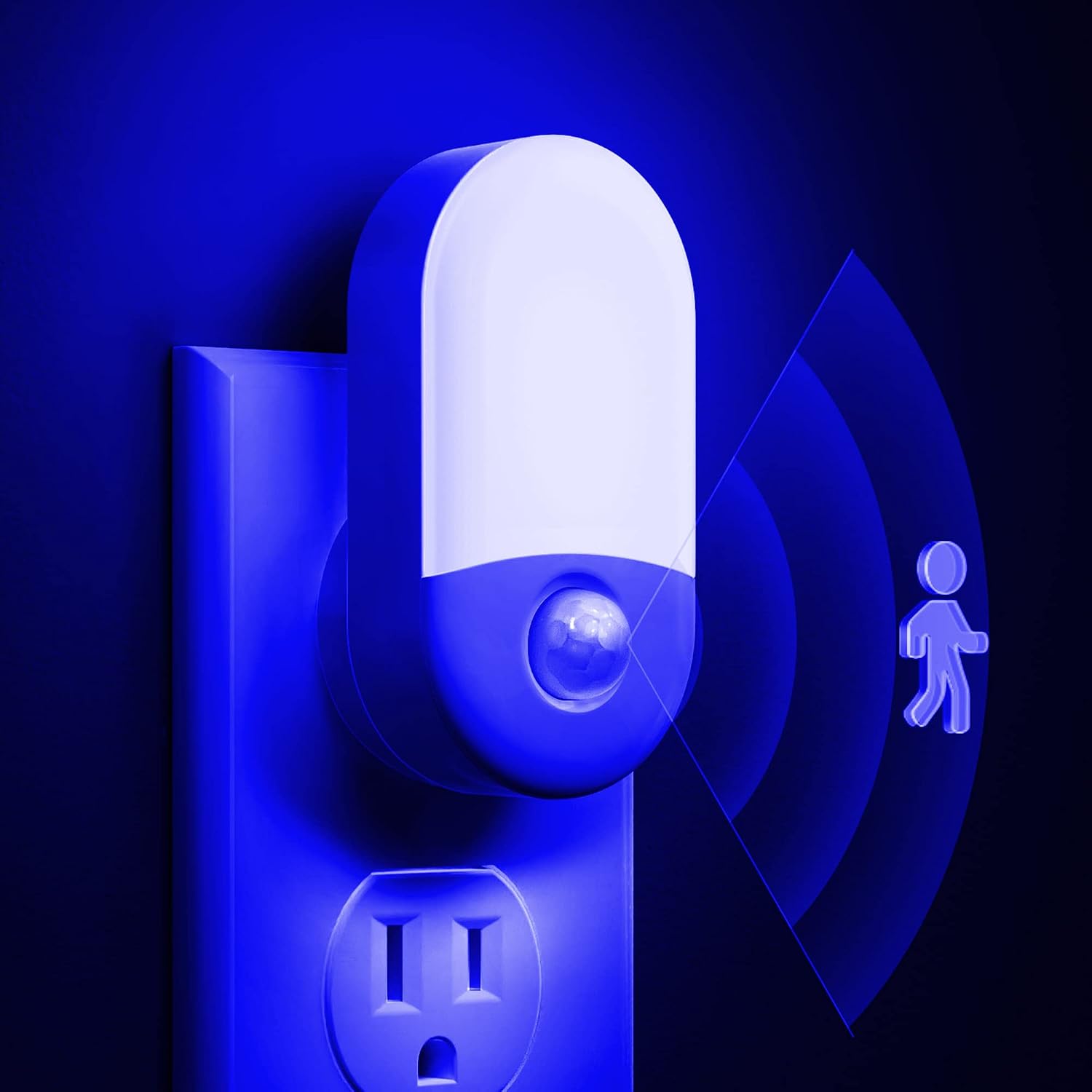 Blue Night Light Plug in, LOHAS Motion Sensor Blue LED Night Lights Plug Into Wall, Adjustable Brightness, 0.6W LED Night Lights for…