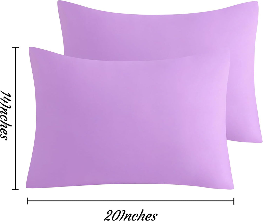Ntbay Toddler Pillow Cases Set of 2, 2 Pack Brushed Microfiber 14x20 Pillow Cases, Soft, Wrinkle, Fade, Stain Resistant Light Purple Pillow…