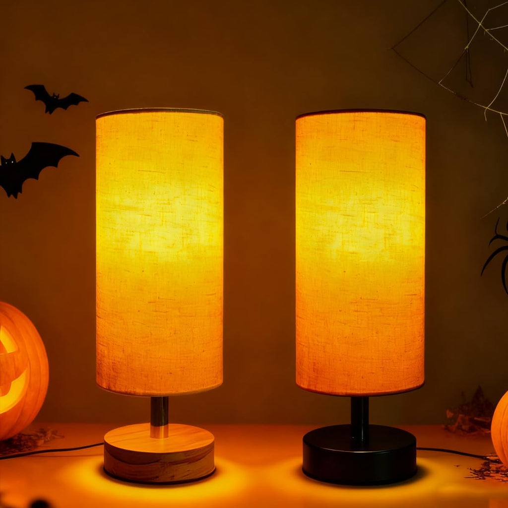 Bedside Table Lamps, Table Lamp for Bedroom, Lamps for Night Stands with Linen Lampshades, Small Table Lamp for Living Room, Office (Bulb…
