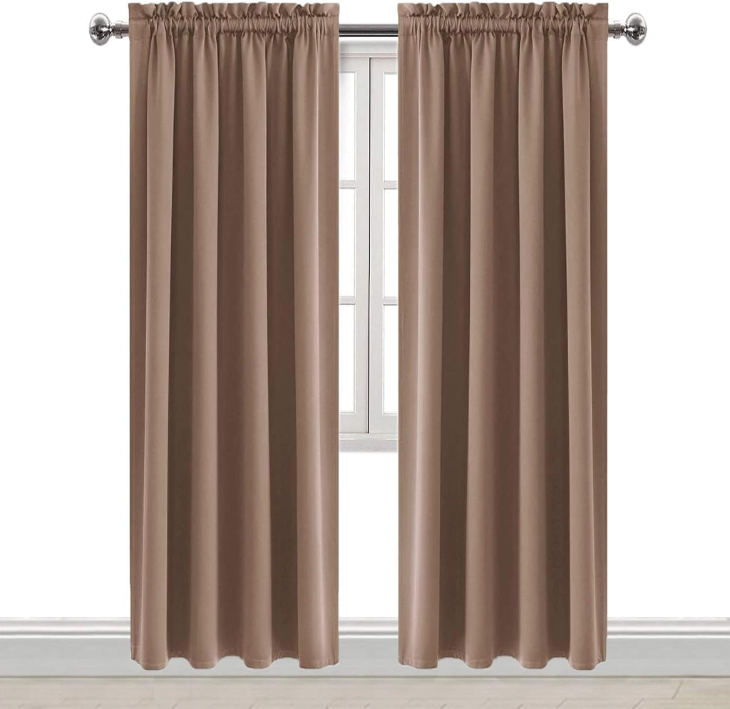 Dwcn Blackout Curtains Room Darkening Thermal Insulated Bedroom Curtains Window Curtain Panels, 52 x 84 inches Long, Set of 2 Khaki Rod Poc…