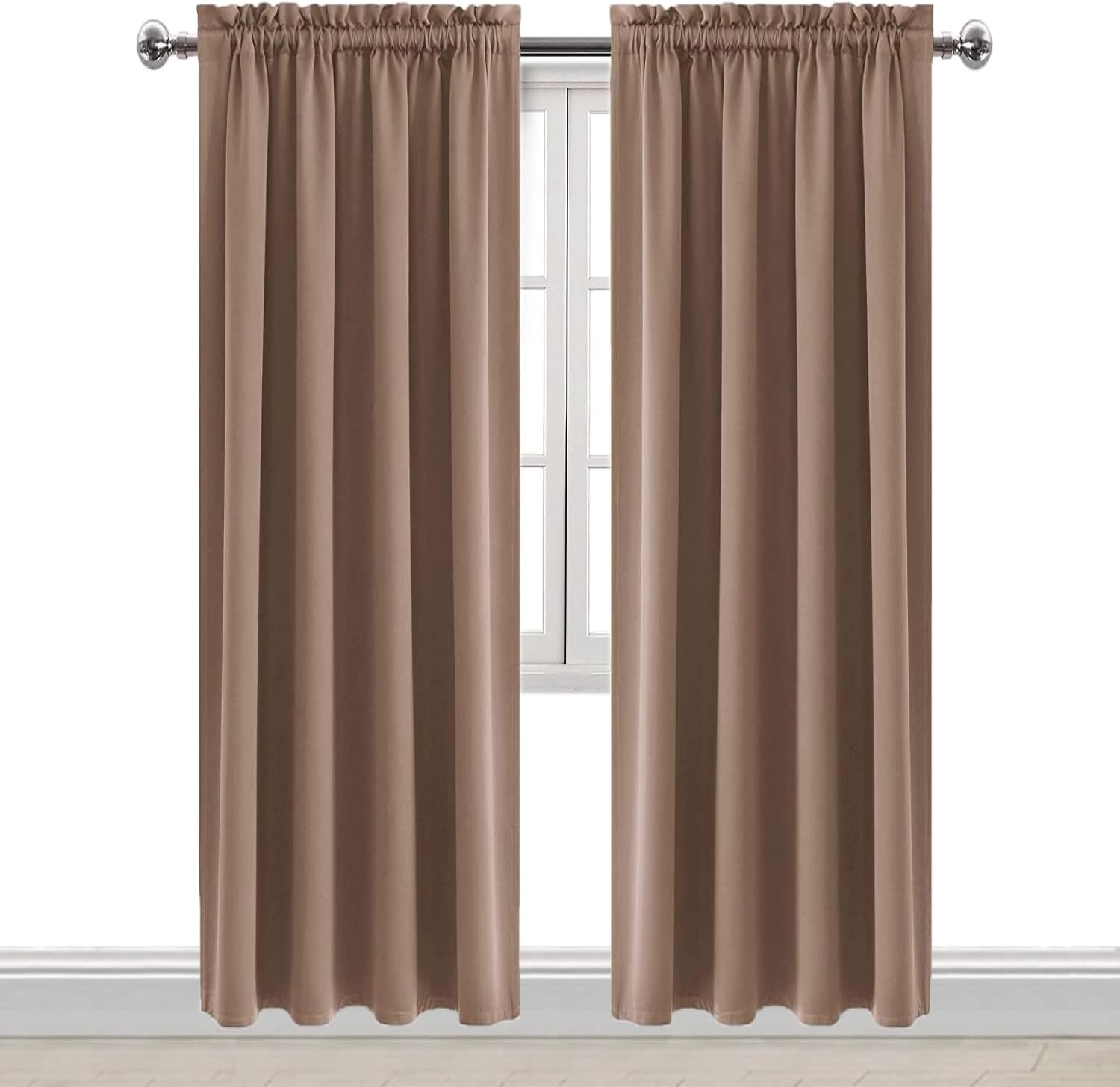 Dwcn Blackout Curtains Room Darkening Thermal Insulated Bedroom Curtains Window Curtain Panels, 42 x 84 inches Long, Set of 2 Khaki Rod Poc…