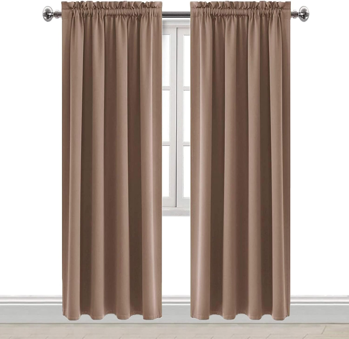 Dwcn Blackout Curtains Room Darkening Thermal Insulated Bedroom Curtains Window Curtain Panels, 38 x 84 inches Long, Set of 2 Khaki Rod Poc…