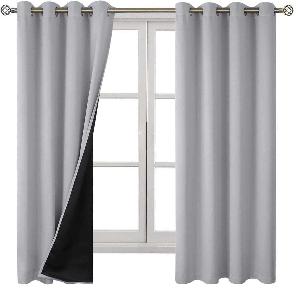 BGment 100% Blackout Curtains for Bedroom with Black Liner, Thermal Insulated Thick Double Layers Total Light Blocking Grommet Window Curta…