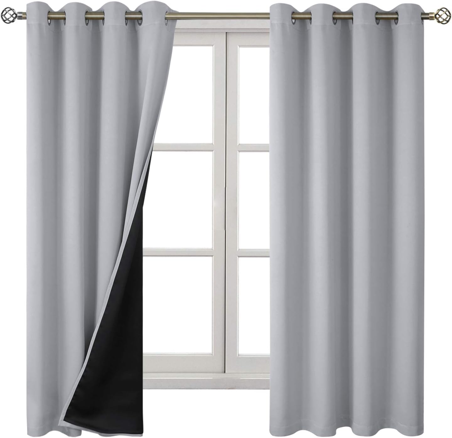 BGment 100% Blackout Curtains for Bedroom with Black Liner, Thermal Insulated Thick Double Layers Total Light Blocking Grommet Window Curta…