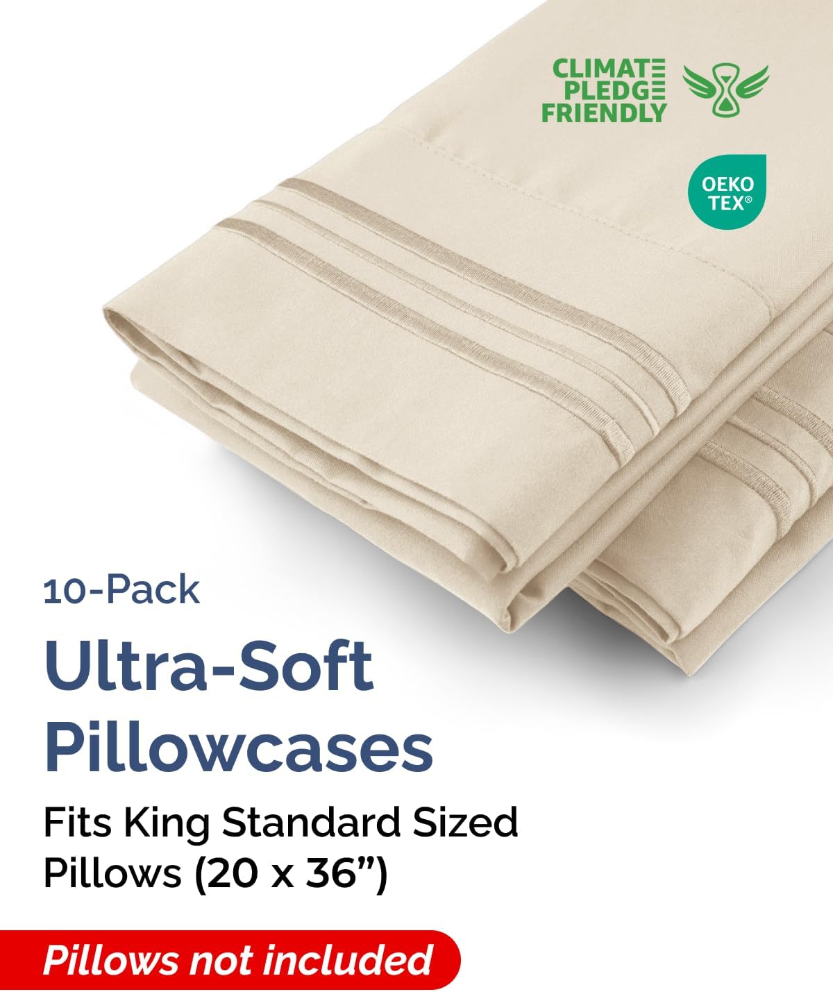 King Standard Pillow Cases Set of 10 - Ultra Soft Hotel Quality Pillowcase Covers - Comfy & Wrinkle Free - Shrink & Fade Resistant…