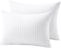DEAIMER HOME Pillow Protectors Queen/Standard (20 x 28 inches), Pack of 2 – 100% Cotton White Striped Pillow Covers with Zipper, Bre…