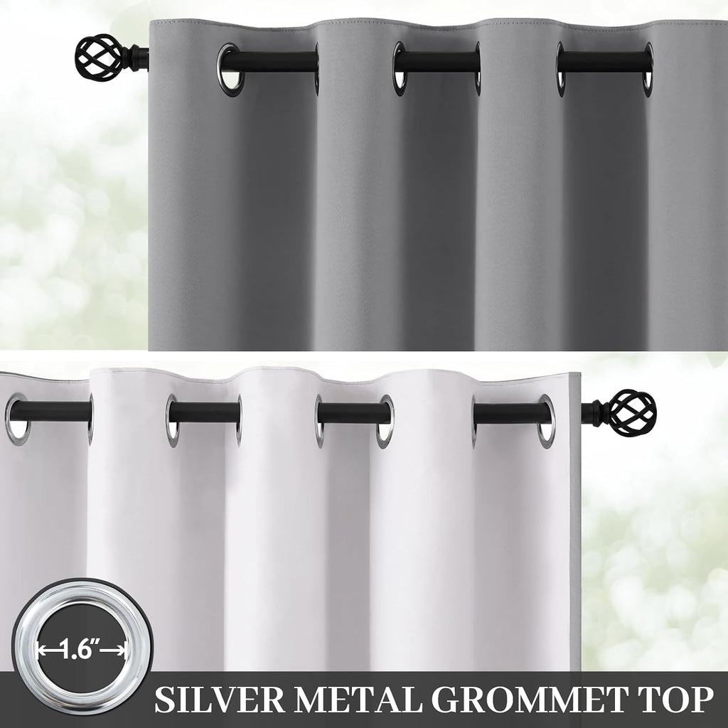 Yakamok 100% Blackout Curtain Panels 63 inches Cold and Light Blocking Drapes for Nursery, 2 Thick Layers Thermal Insulated Draperies (2 Pi…