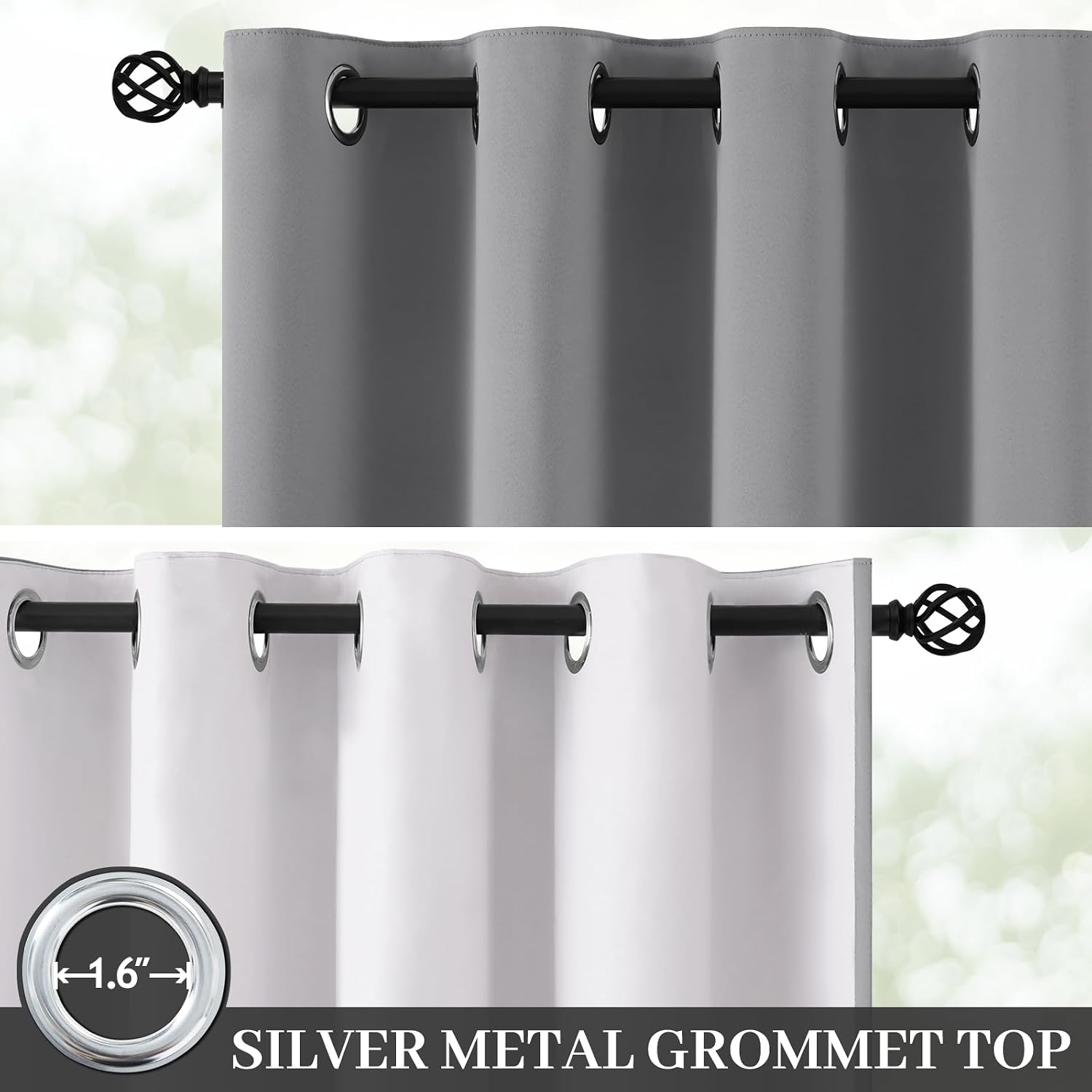 Yakamok 100% Blackout Curtain Panels 63 inches Cold and Light Blocking Drapes for Nursery, 2 Thick Layers Thermal Insulated Draperies (2 Pi…