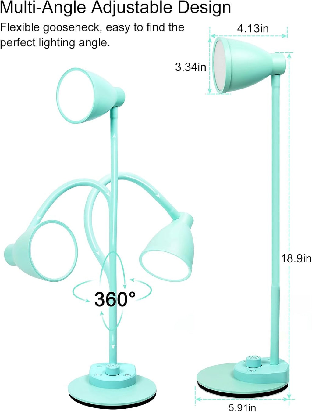 BOHON LED Desk Lamp with USB Charging Port, 3 Color Modes Fully Dimmable Reading Lamp, Auto Dimming Task Lamp, Flexible Neck Table Light…