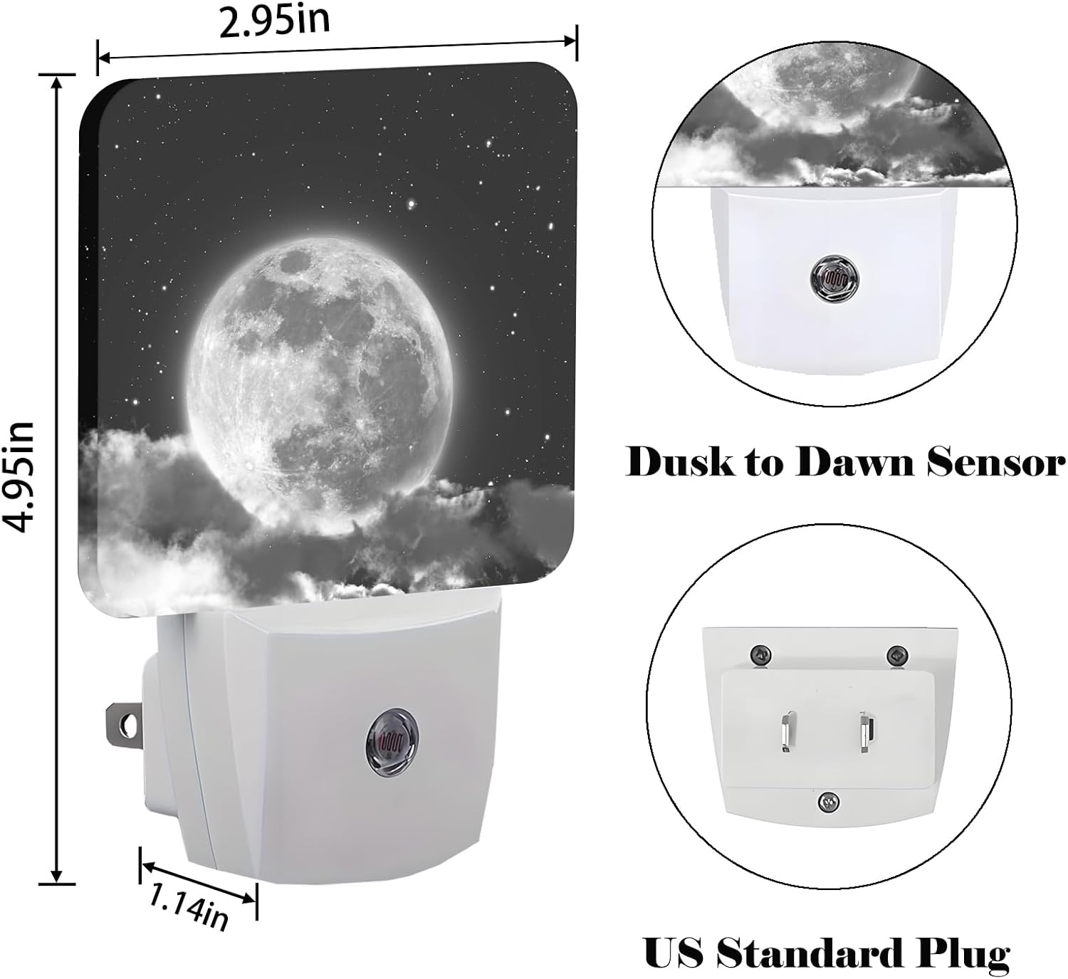 Moon in Cloud Night Light, Plug-in Nightlights Auto Sensor Night Lamp Dusk to Dawn Lamp Home Decor for Nursery Children Girls Boys