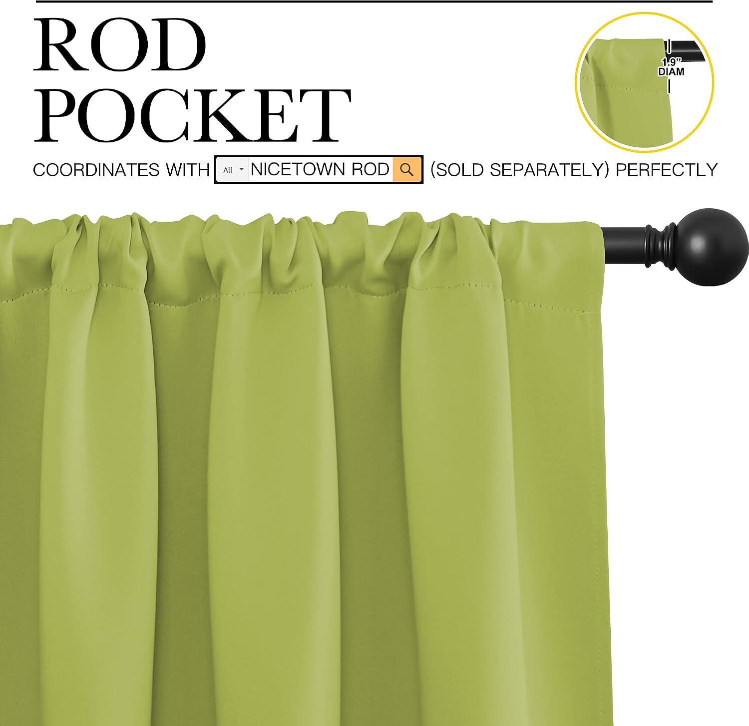 NICETOWN Green Blackout Draperies Curtains - Thermal Insulated Home Decoration Blackout Drapes for Kid's Room (1 Pair, 42 x 63 Inch…