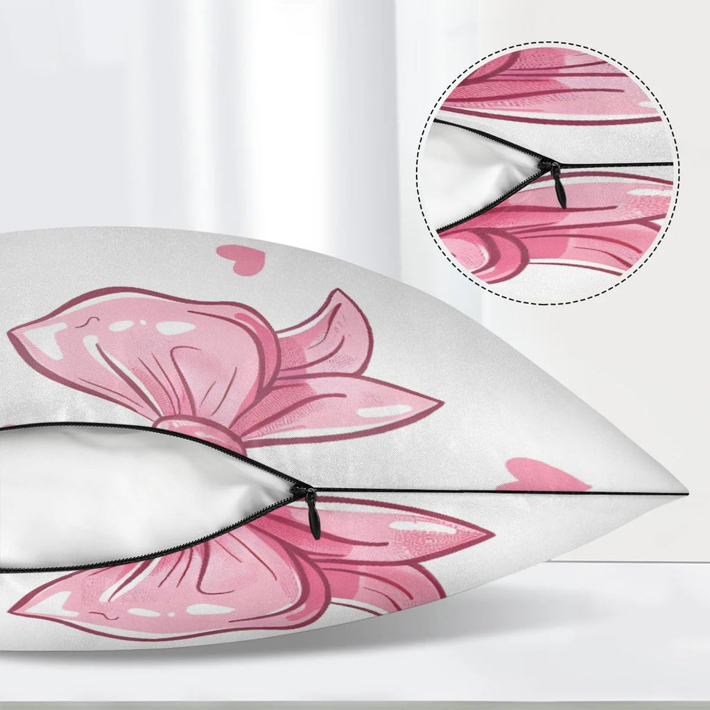 Bows Pink Heart Body Pillow Pillowcase 21"x 54" Long Body Pillow Cover with Zipper King Size Pillow Cases Queen Pillowcase for Hair and…