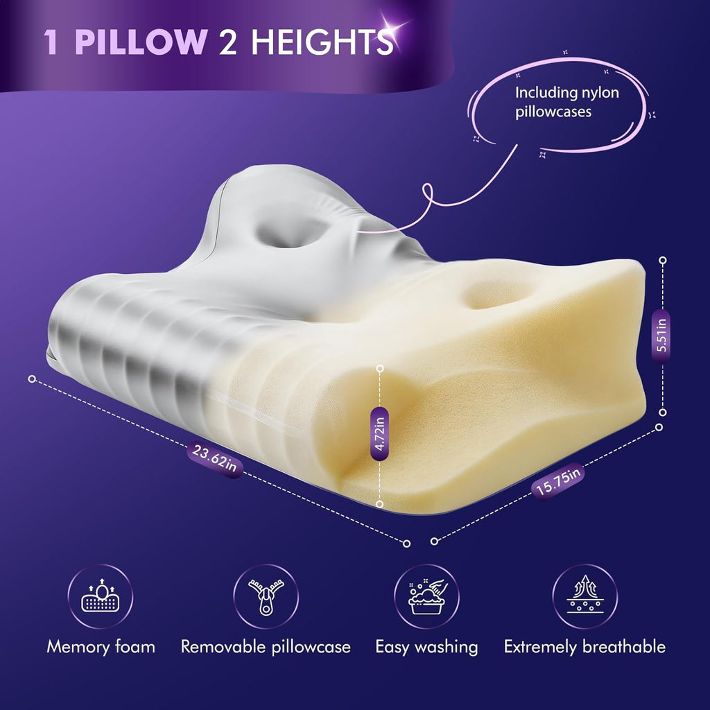 Dayme Orthopedic Memory Foam Pillows –Cooling Neck Pillow that Actually Cools, Cervical Support Pillow for Neck, Cervical Pillow for All Sle…