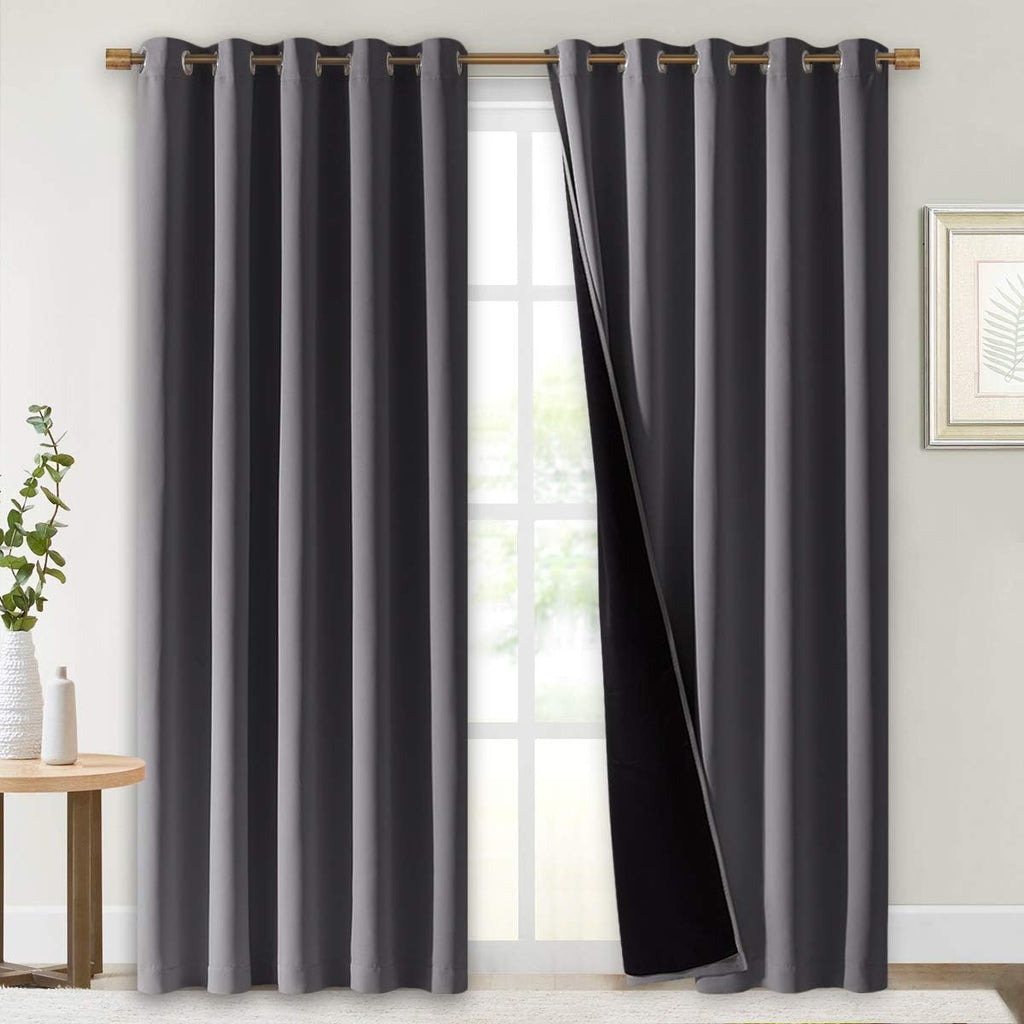 Nicetown Grey Full Shade Curtain Panels, Pair of Energy Smart & Noise Blocking Out Blackout Drapes for Dining Room Window, Thermal Insulate…