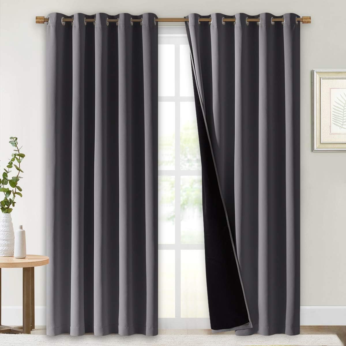 Nicetown Grey Full Shade Curtain Panels, Pair of Energy Smart & Noise Blocking Out Blackout Drapes for Dining Room Window, Thermal Insulate…