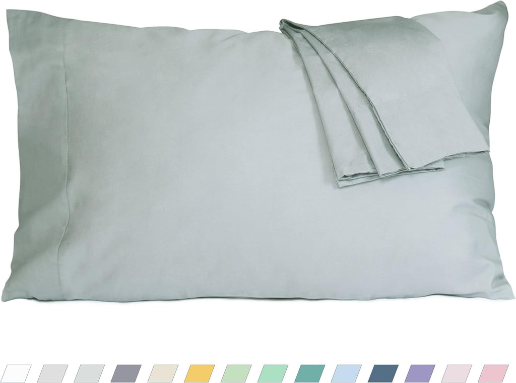 Homtec Pillow Cases, Standard Queen Size Cotton Percale Weave Pillowcases, Pre-Shrunk Breathable and Hypoallergenic Pillowcases, Set of 2 (…