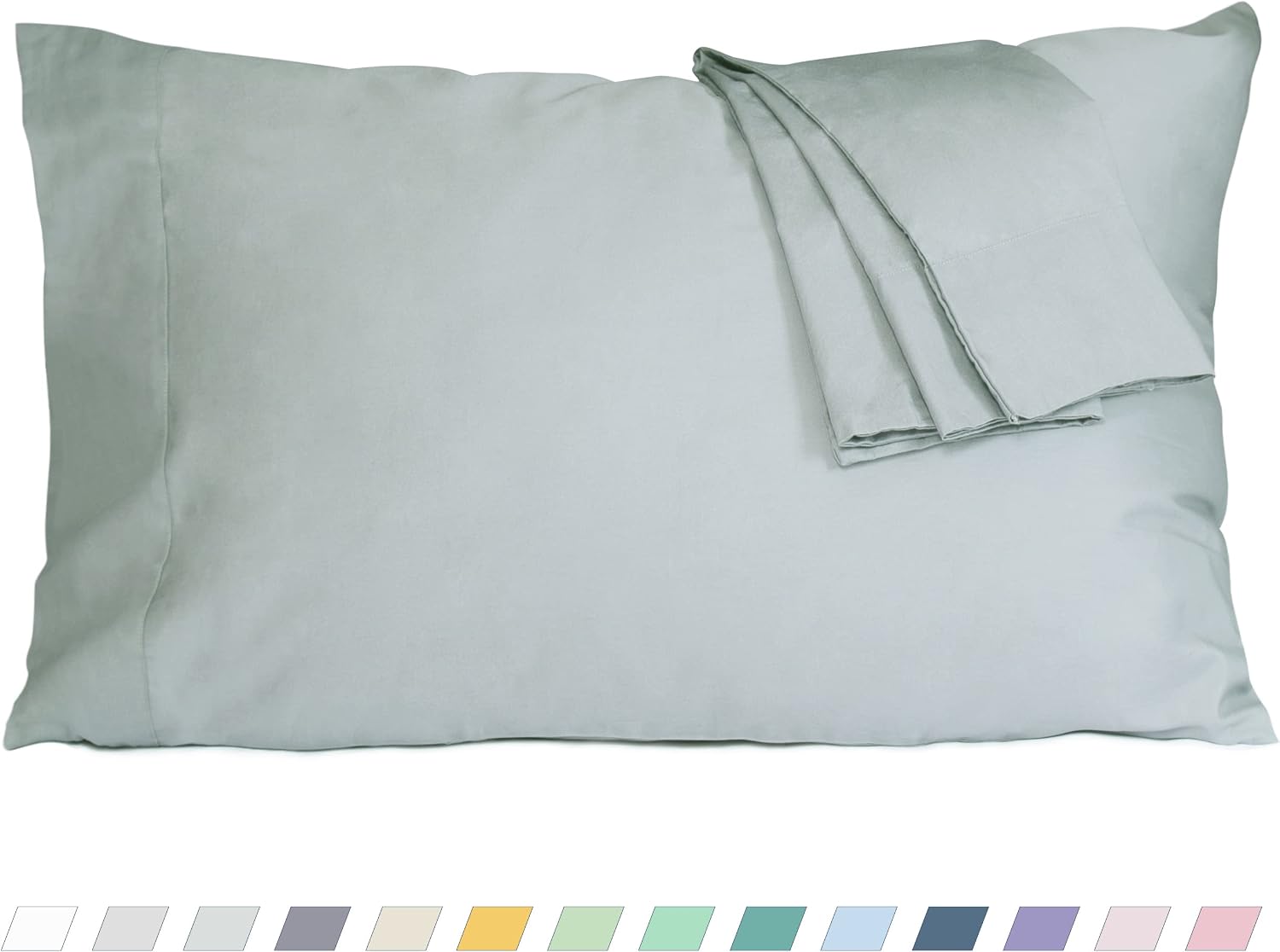 Homtec Pillow Cases, Standard Queen Size Cotton Percale Weave Pillowcases, Pre-Shrunk Breathable and Hypoallergenic Pillowcases, Set of 2 (…