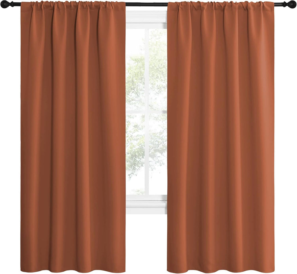 NICETOWN Blackout Curtains and Drapes - Thermal Insulated Solid Rod Pocket Blackout Draperies/Panels (Burnt Orange, 1 Pair, 42 by 72 inches)