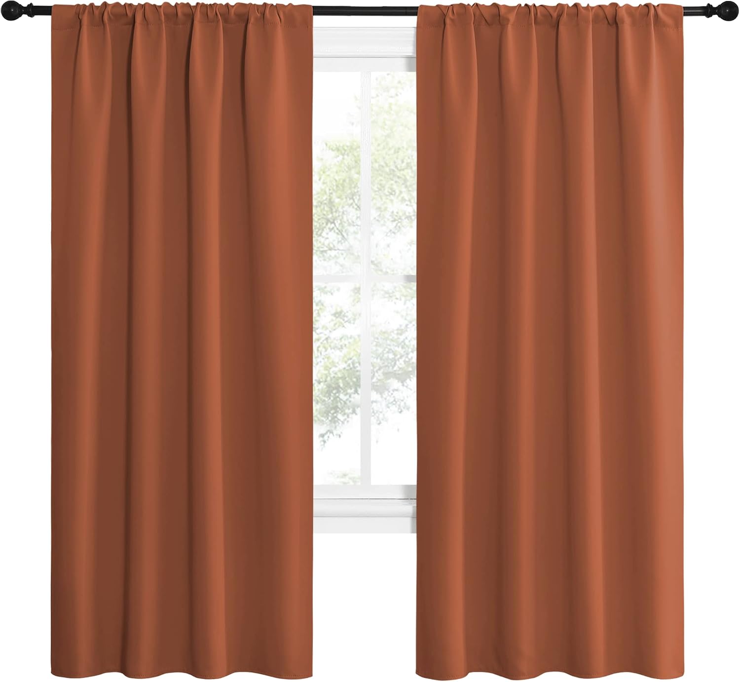 NICETOWN Blackout Curtains and Drapes - Thermal Insulated Solid Rod Pocket Blackout Draperies/Panels (Burnt Orange, 1 Pair, 42 by 72 inches)