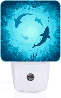 Floating Sharks Night Light, Plug Into Wall with Dusk to Dawn Light Sensors, Warm Nightlights for Bedroom, Bathroom, Hallway, Kitchen…