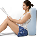 Ergonomic S Curve Reading Pillow for Sitting in Bed Adult- Back Pillow for Bed Sitting up with Adjustable Headrest- Memory Foam White, Blue