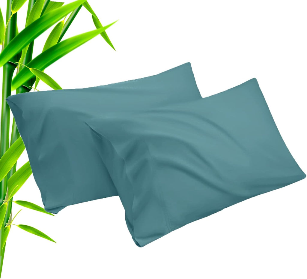 Teal Pillow Cases King Size 2 Pack, Bamboo Rayon Cooling Pillowcases with Envelope Closure, Cool Breathable Pillow Case for Hot Sleepers…