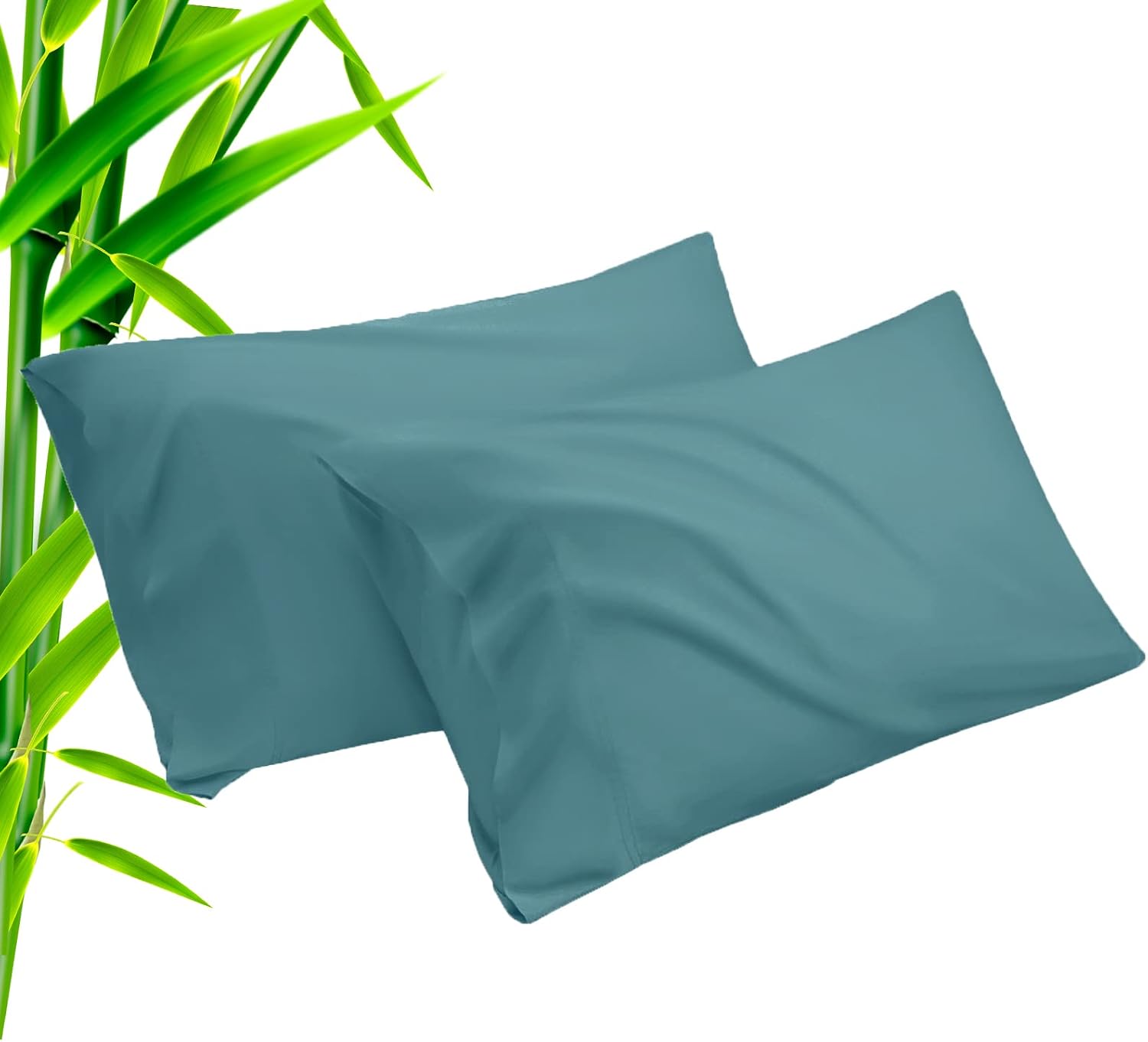 Teal Pillow Cases King Size 2 Pack, Bamboo Rayon Cooling Pillowcases with Envelope Closure, Cool Breathable Pillow Case for Hot Sleepers…