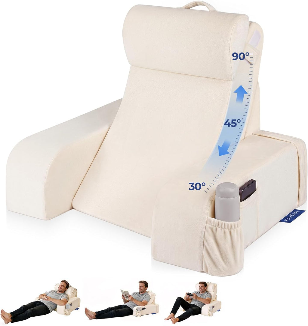 Kayfia Reading Pillow with 30-90° Stepless Adjustable Angle & Height, 2 in 1 Back Wedge Pillow for Bed Sitting up, Backrest Pillow for…