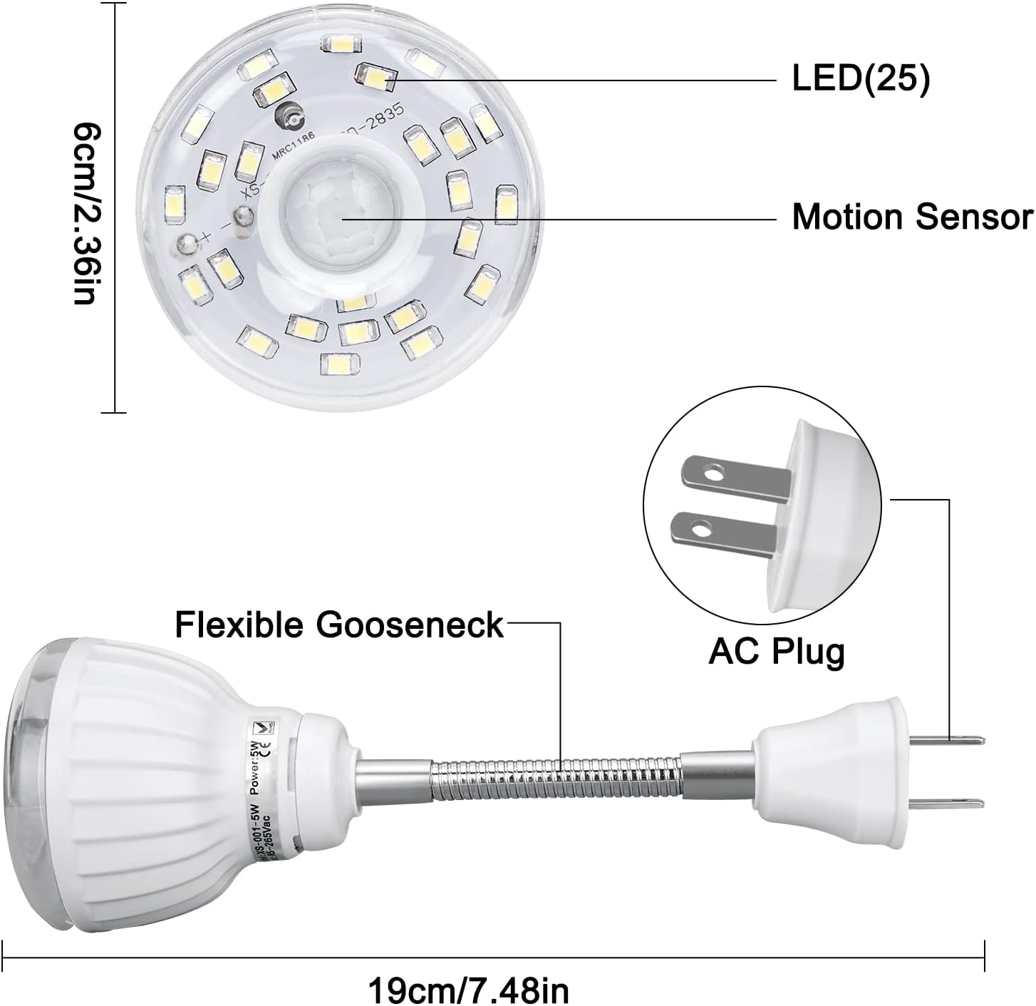 Dekeliy Plug in Motion Sensor Night Light Indoor, PIR Infrared Motion-Activated LED Night Light for AC Outlet, Dusk to Dawn Sensor Smartligh…
