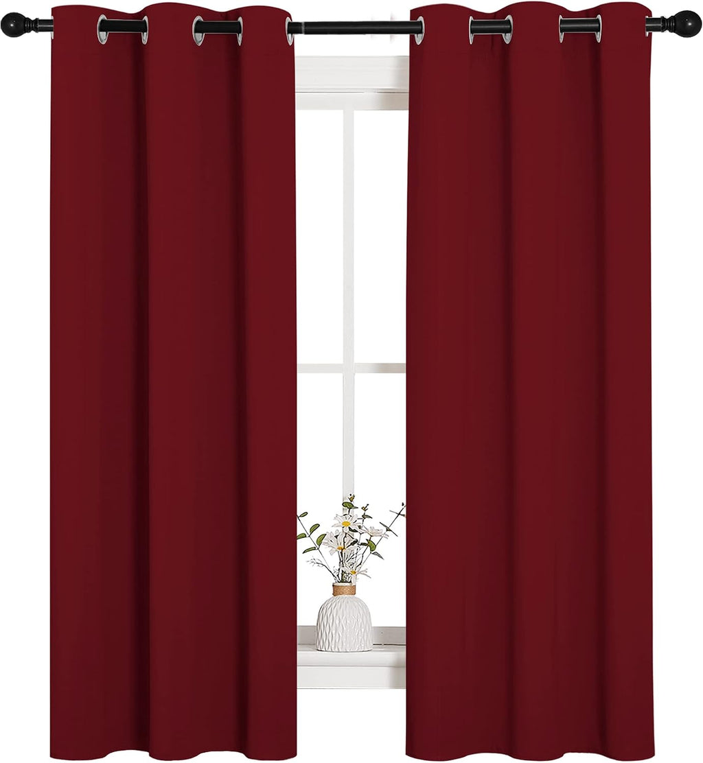 NICETOWN Christmas Window Curtains Blackout Drapes, Thermal Insulated Solid Grommet Blackout Curtains/Draperies for Living Room (Burgundy…