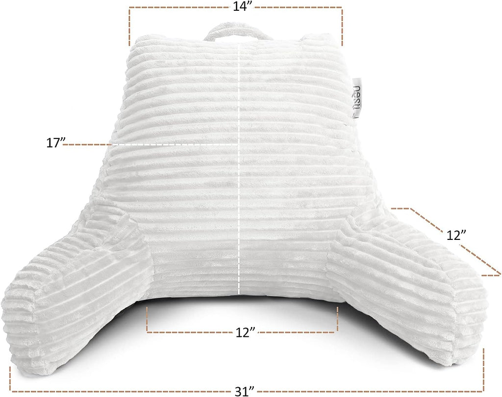 Nestl Reading Pillow with Shredded Memory Foam, Luxe Cut Plush Back Pillow for Sitting Up in Bed, Back and Arms Adjustable Support for…