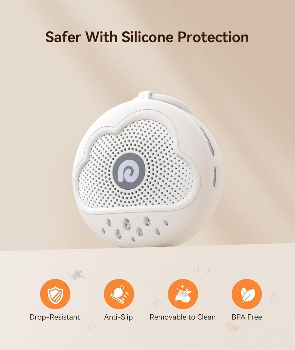 Dreamegg White Noise Machine - Portable Sound Machine Baby with Safe Silicone Cover, Features Powerful Battery, 21 Soothing Sound, Noise Ca…