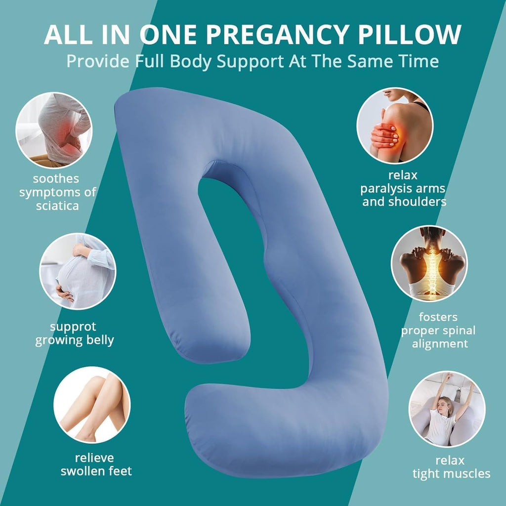 Sasttie Pregnancy Pillows for Sleeping, Jumbo U Shaped Cooling Full Body Pillow with Removable Cover, Pregnant Women Must Haves, Maternity…