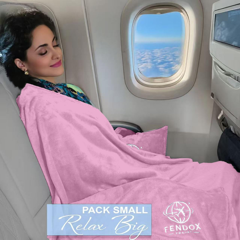 2-in-1 Travel Blanket and Pillow – Lightweight, Compact, Ultra Soft, Machine Washable – Handle, Luggage Sleeve, Backpack Clip – for Trave…