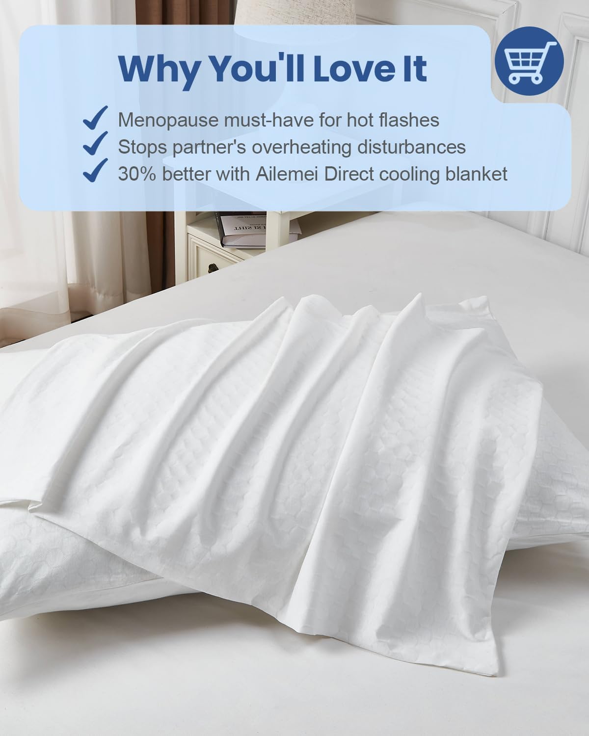 PCM Gel Print Cooling Pillow Cases Only, Standard Size Set of 2 with Double Sided Cold, Moisture Wicking Pillowcase Covers with Hidden…