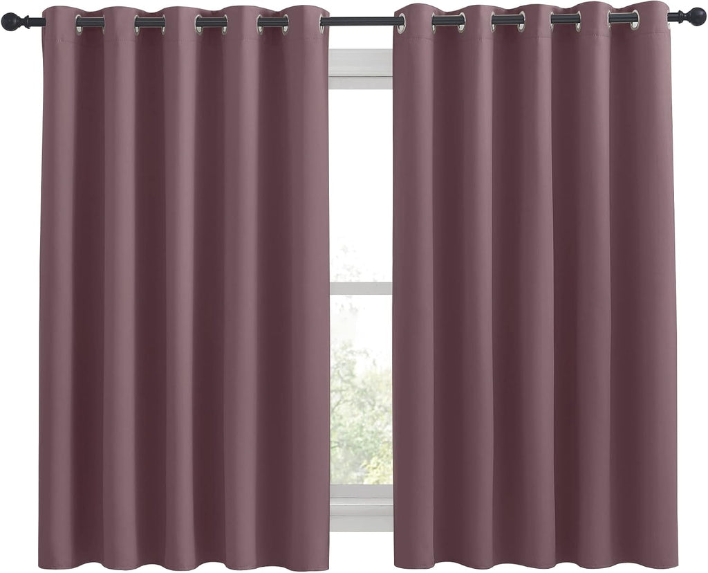 NICETOWN Thermal Insulated Curtains Blackout Draperies, Window Treatment Solid Grommet Room Darkening Drape Panels for Bedroom (Dry Rose…