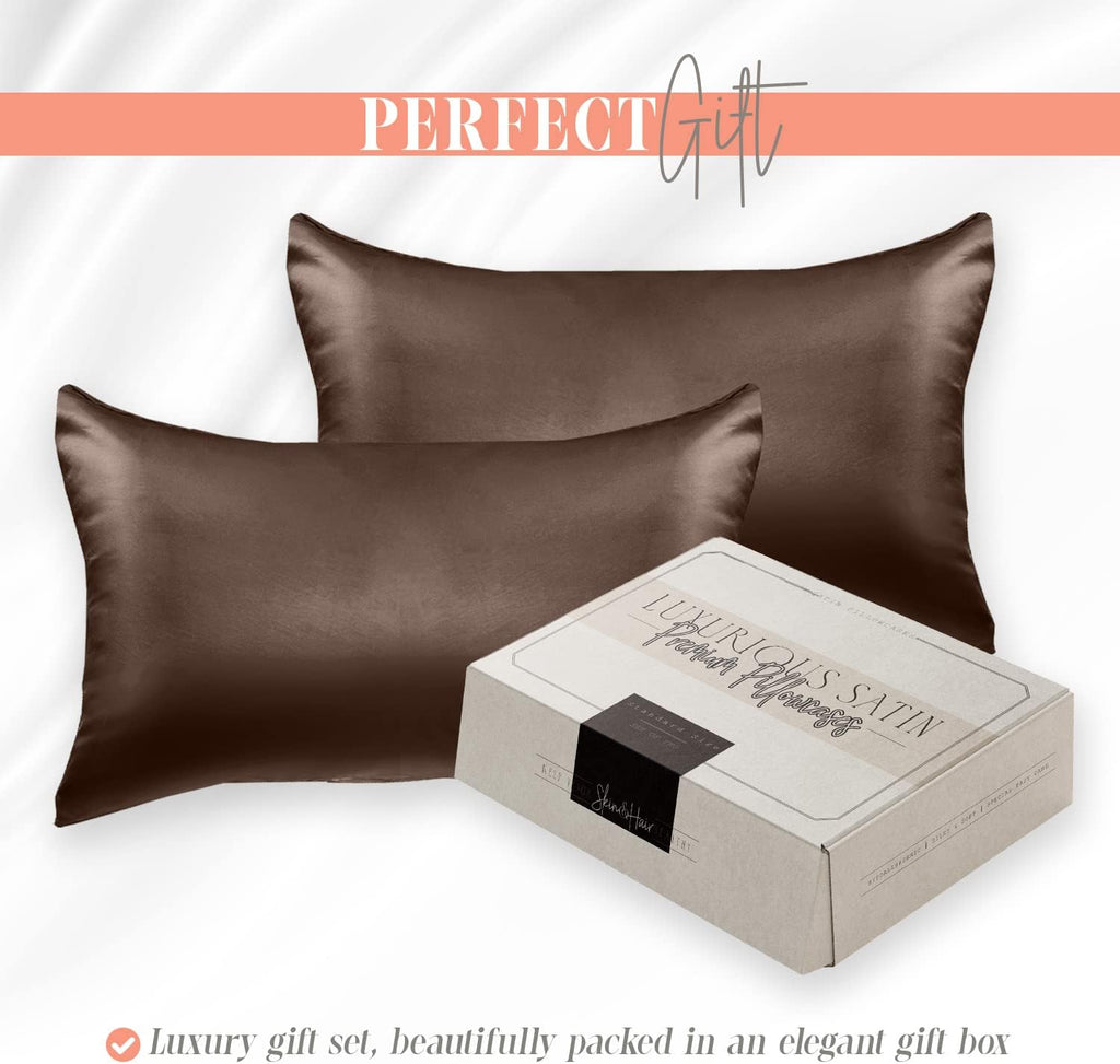 Elegantcomfort Elegant Comfort Silky and Luxurious 2-Piece Satin Pillowcase Set for Healthier Skin and Hair, Hidden Zipper Closure and Beau…