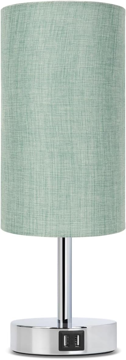 Yarra-Decor Bedside Lamp with USB Port - Touch Control Table Lamp for Bedroom 3 Way Dimmable Nightstand Lamp with Round Denim Fabric…