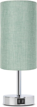 Yarra-Decor Bedside Lamp with USB Port - Touch Control Table Lamp for Bedroom 3 Way Dimmable Nightstand Lamp with Round Denim Fabric…