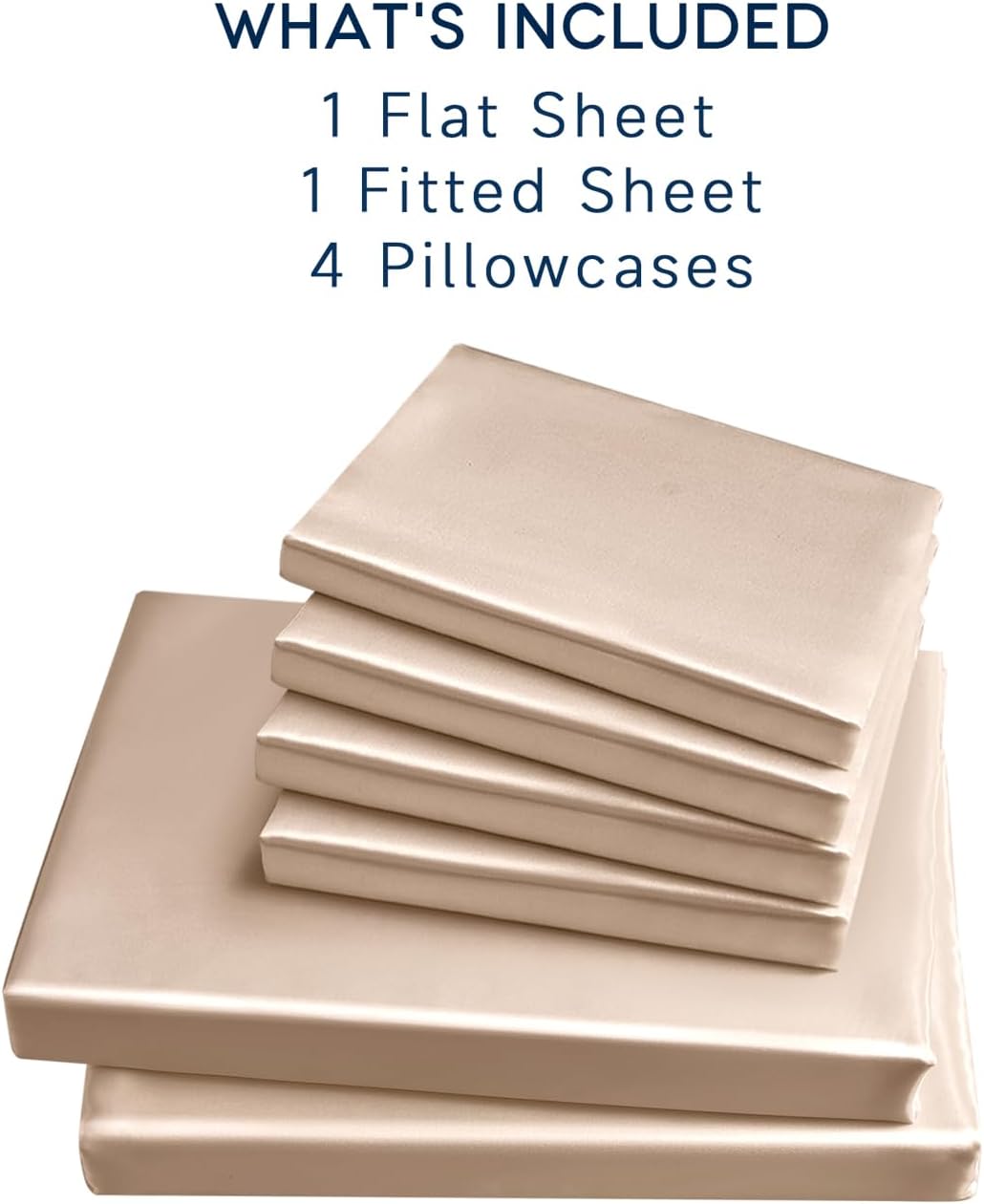 Golal Satin Sheets Queen Size - 6 Pieces Luxury Silky Soft Bed Sheets, Wrinkle-Free Champagne Satin Silk Sheet Set with 1 Deep Pocket Fitte…
